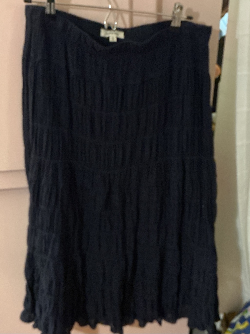 Max Studio Navy Blue Tiered Midi Skirt